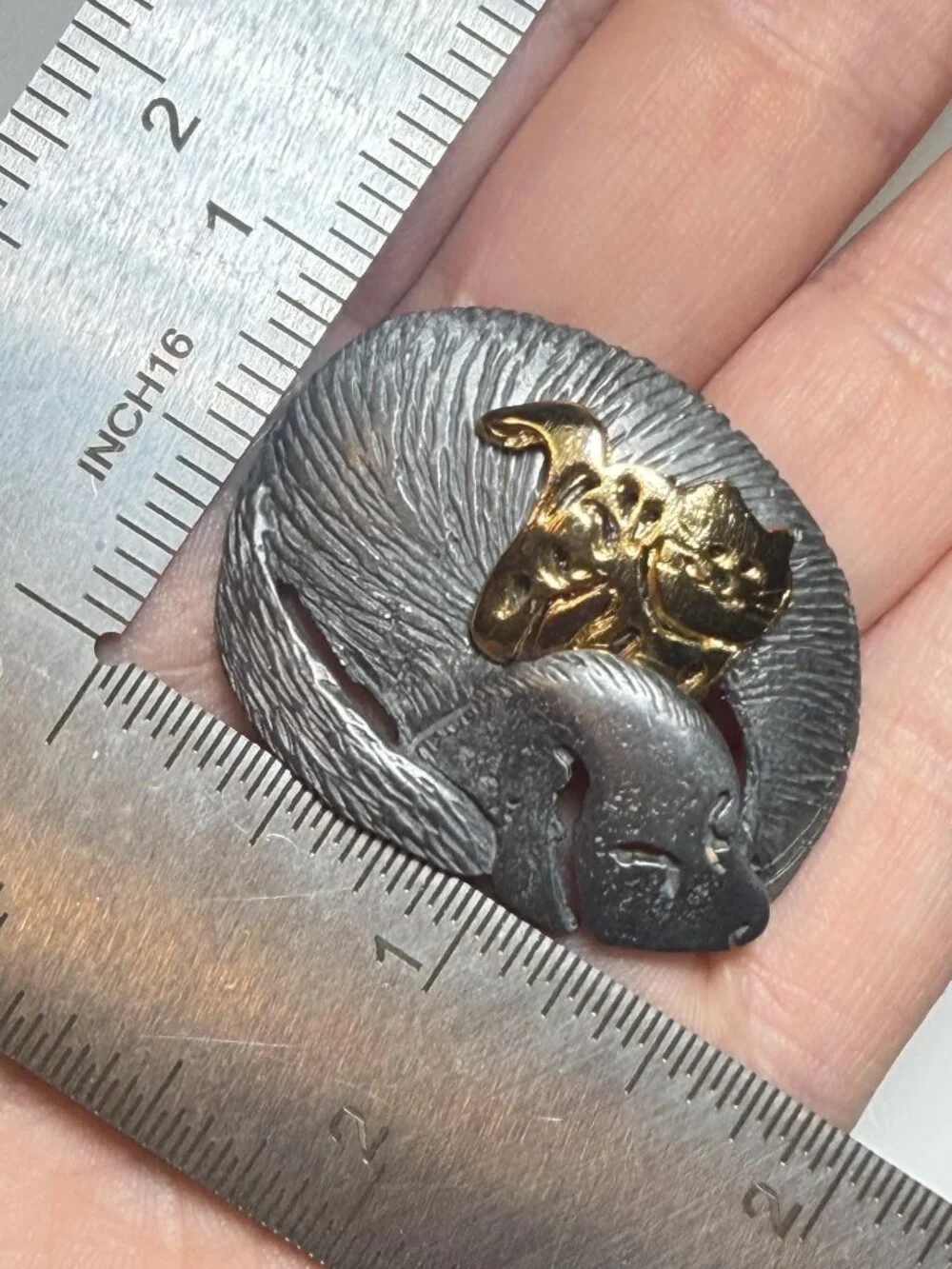 Ultra Craft Cat and Puppy Dog Brooch OOAK Vintage 1.5 inches